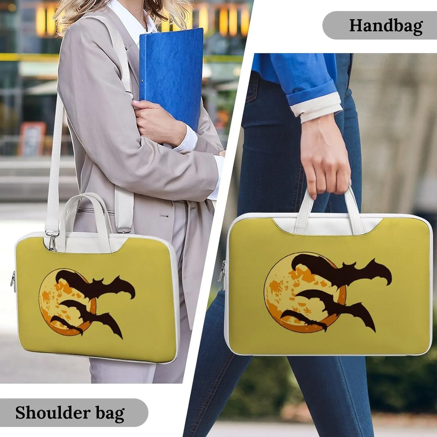Demon Bat Leather Bag Laptop Case Slim Water Resistant Computer Bags with Handle Briefcase for Work