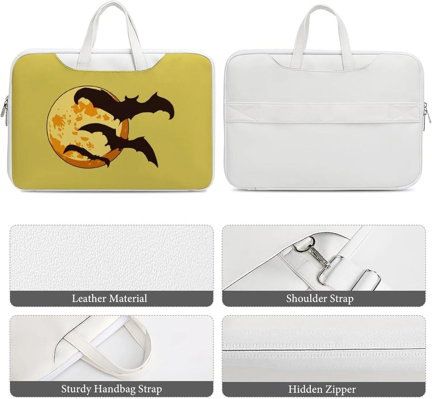 Demon Bat Leather Bag Laptop Case Slim Water Resistant Computer Bags with Handle Briefcase for Work