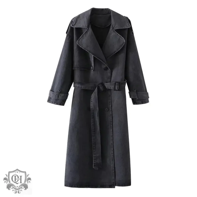 Denim Coat with Belt