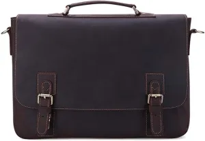 DHAEY Briefcases Vintage Messenger Handbag, Flapover Business Briefcase 15.6" Laptop Tote Handbag Large Capacity
