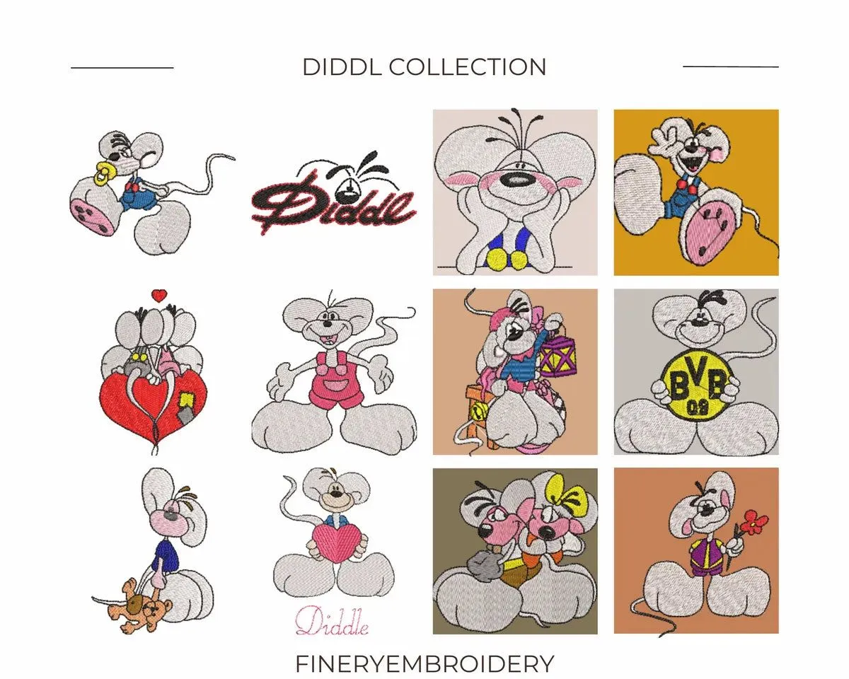 Diddl - Pack of 69 Designs - Embroidery Designs