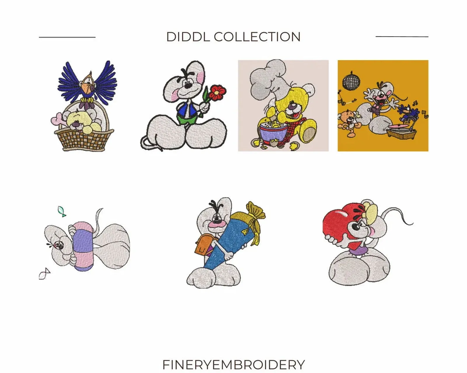 Diddl - Pack of 69 Designs - Embroidery Designs