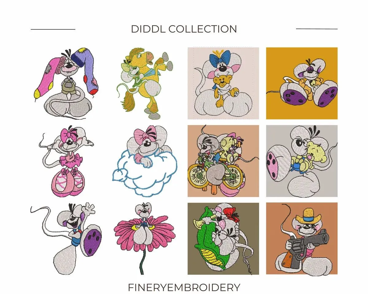 Diddl - Pack of 69 Designs - Embroidery Designs