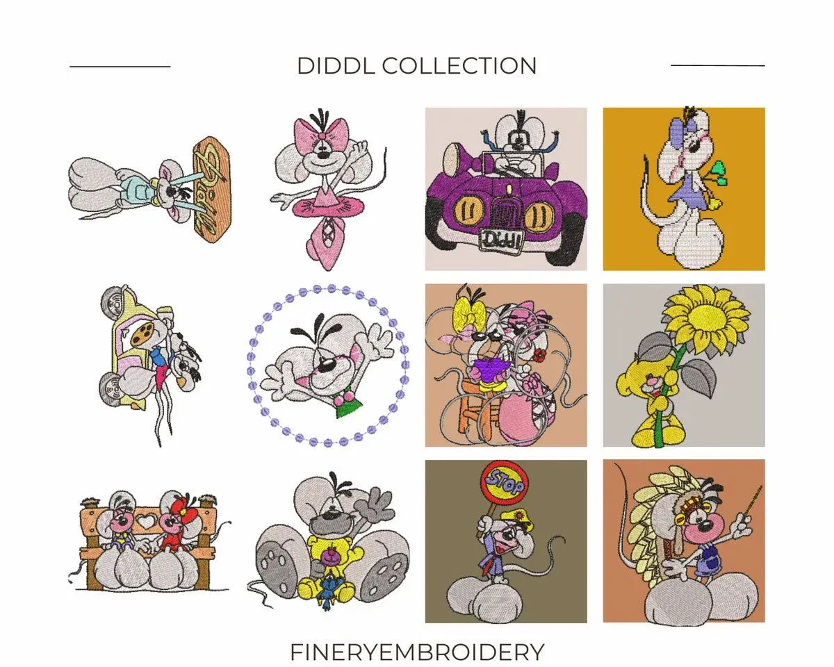 Diddl - Pack of 69 Designs - Embroidery Designs