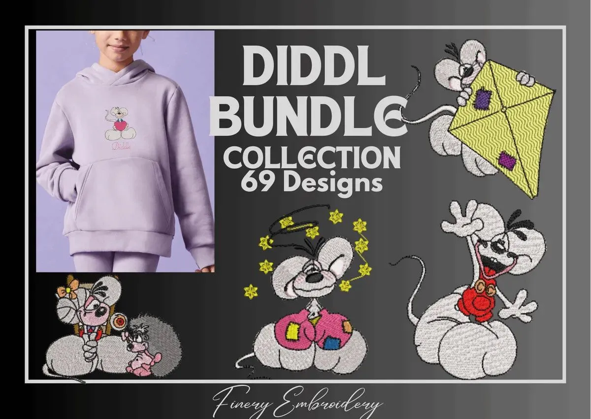 Diddl - Pack of 69 Designs - Embroidery Designs
