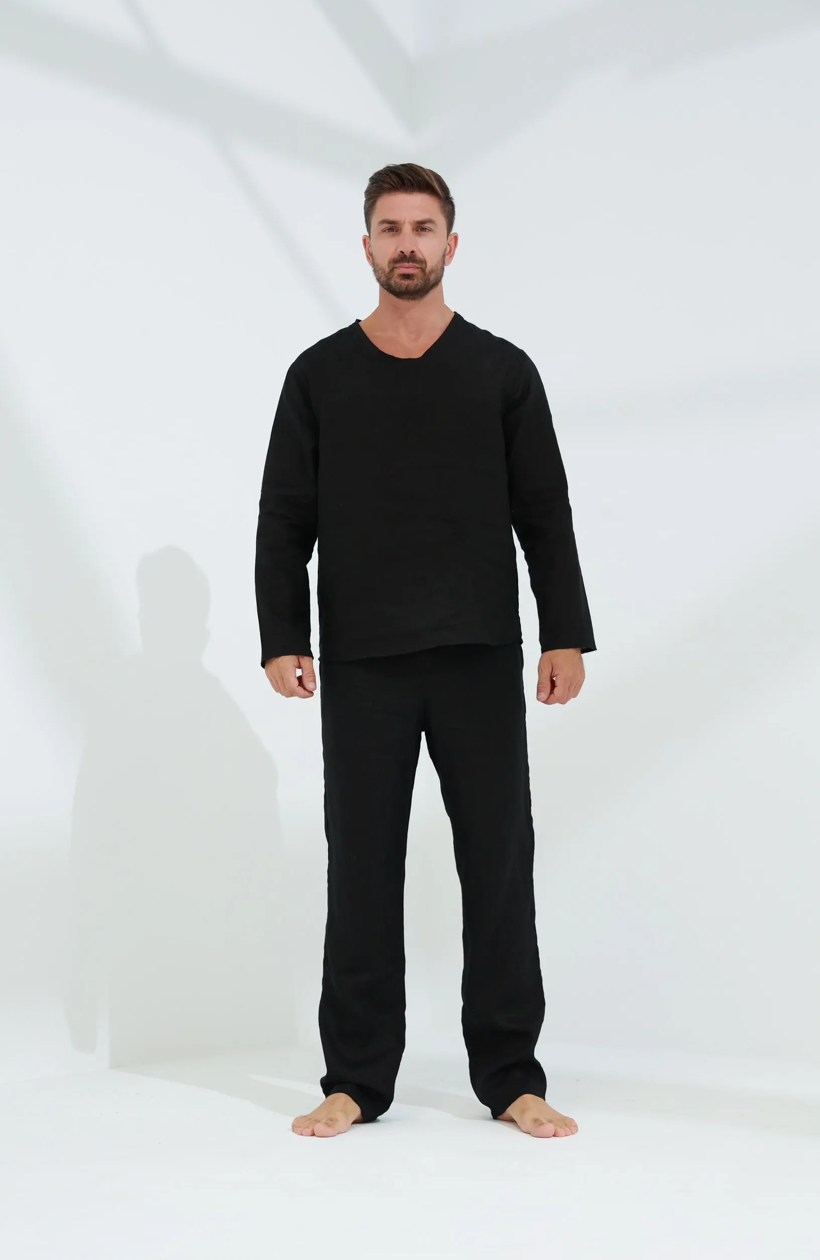 Ditta Men's Linen Top Black