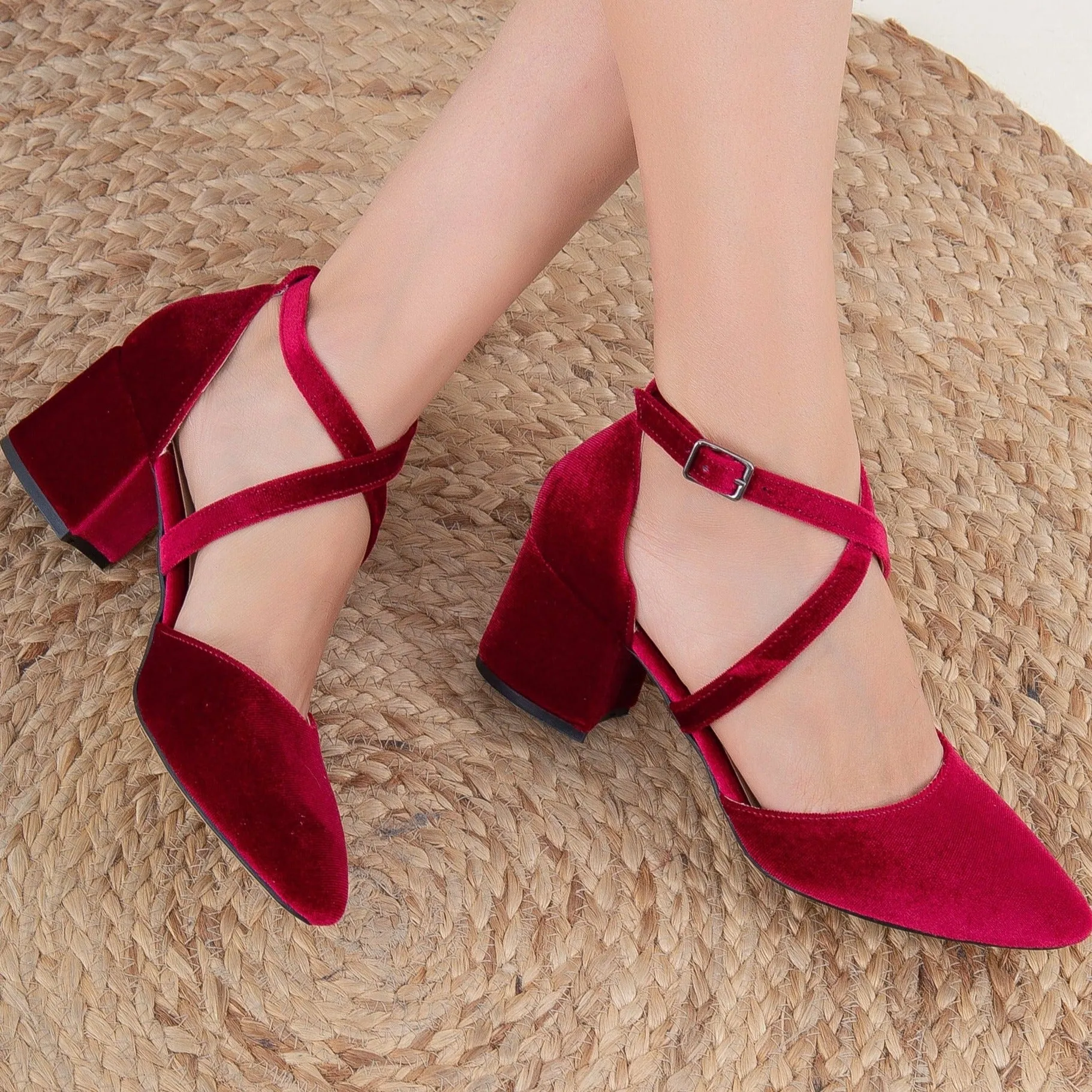 Dolly - Burgundy Velvet Shoes