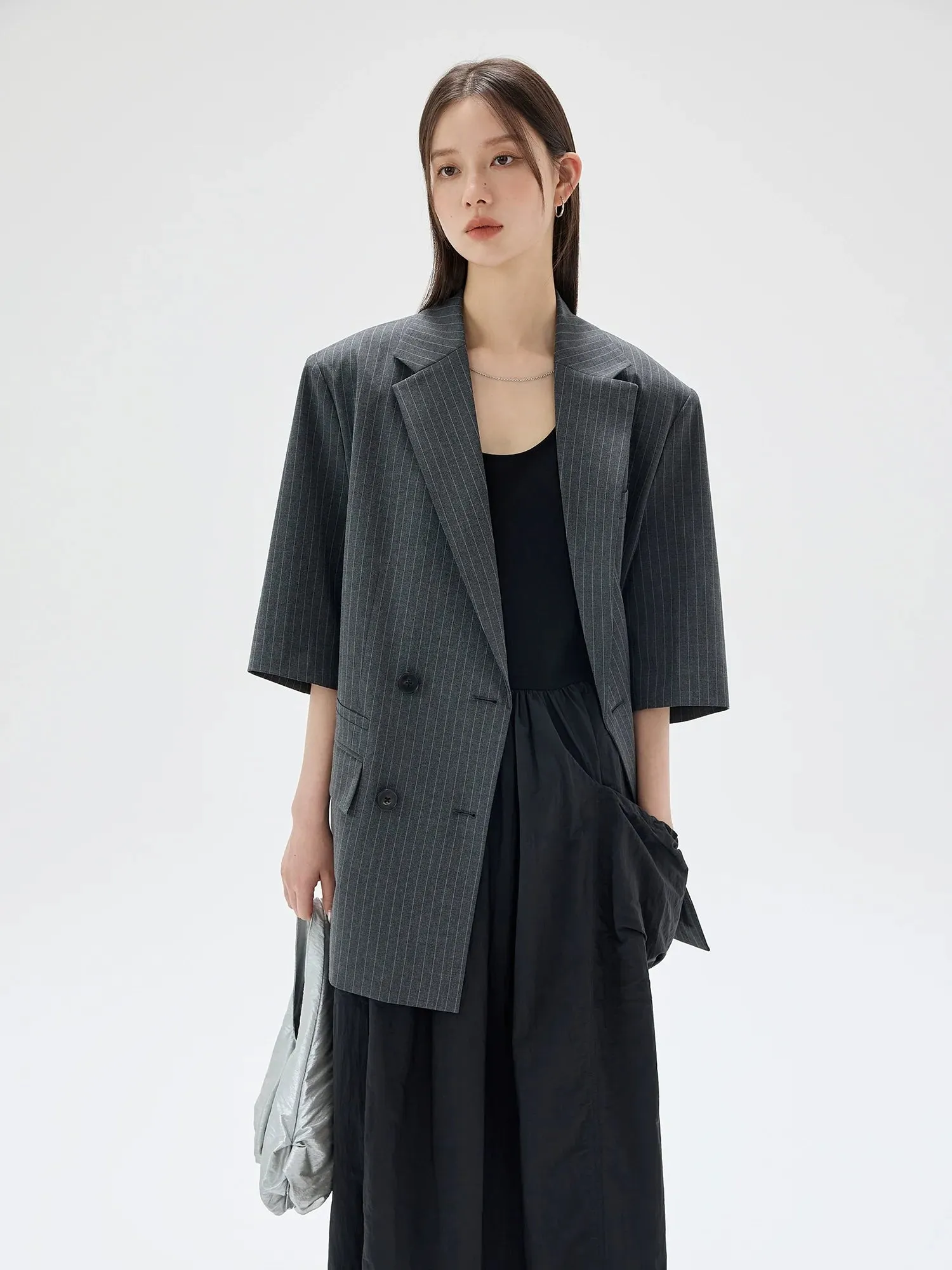 Double-Breasted Striped Blazer