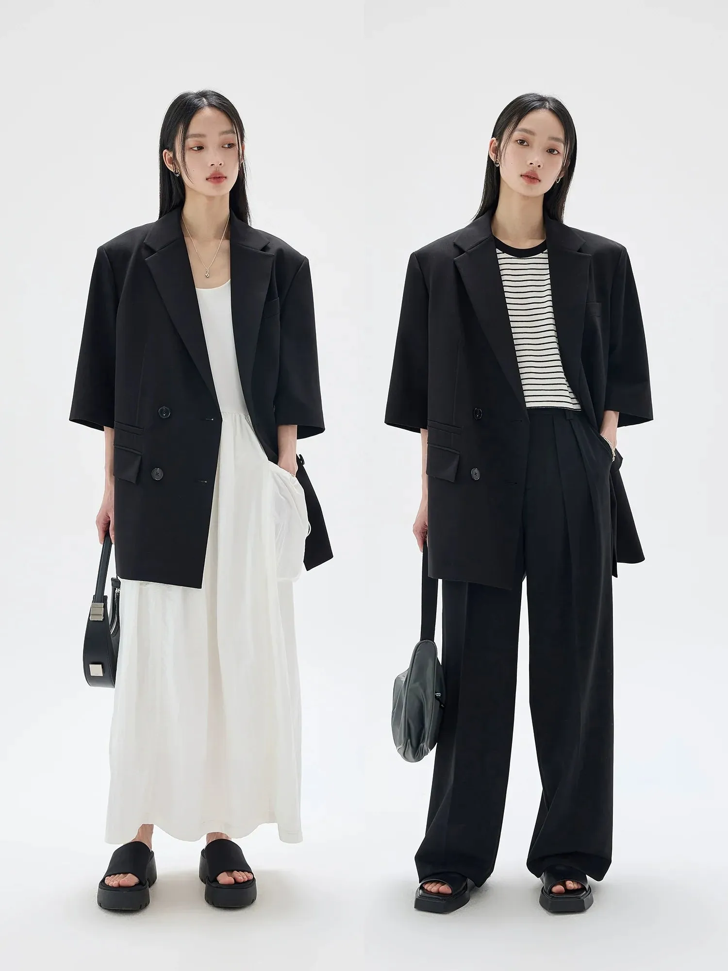 Double-Breasted Striped Blazer