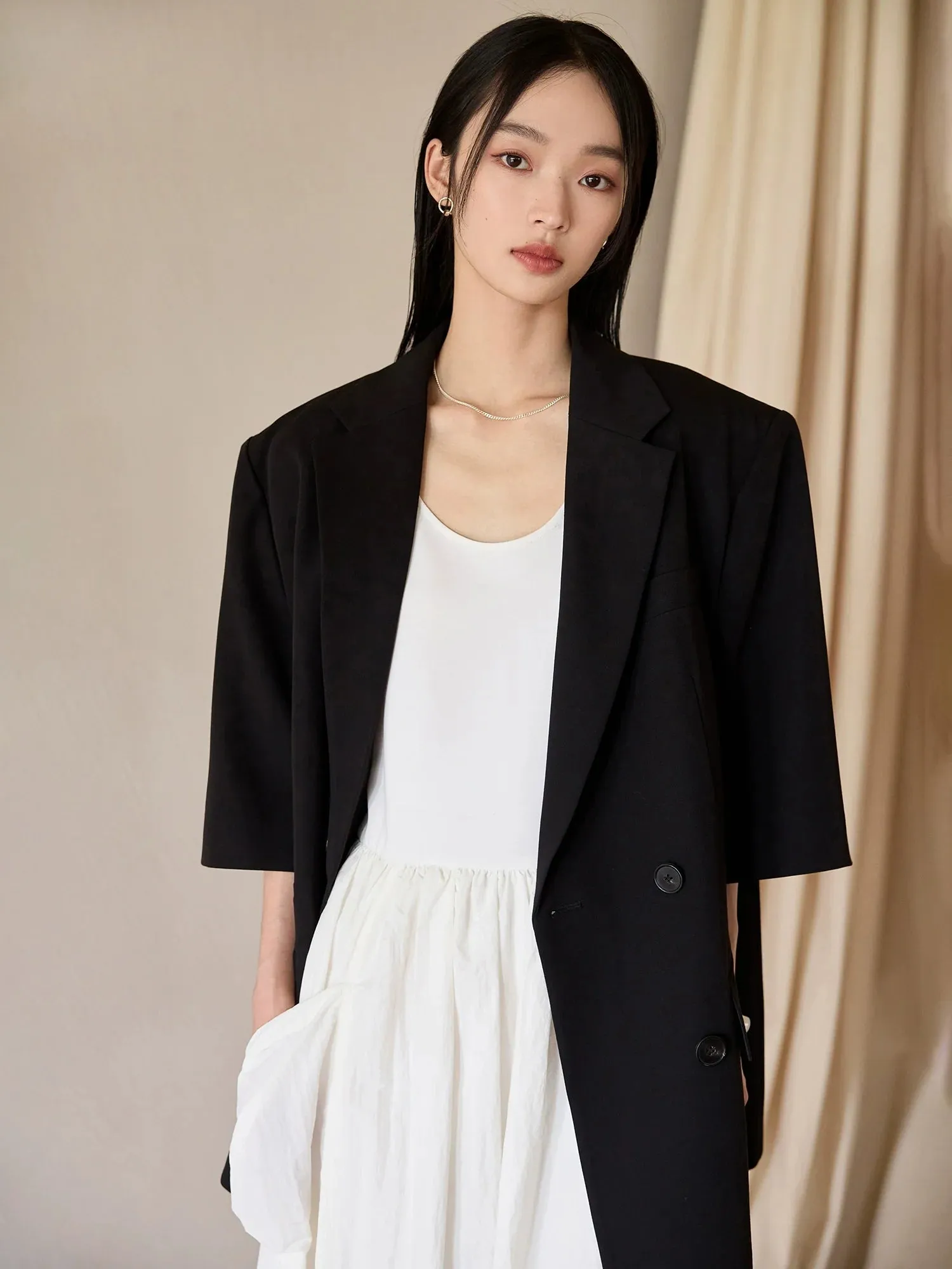 Double-Breasted Striped Blazer