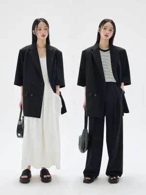 Double-Breasted Striped Blazer