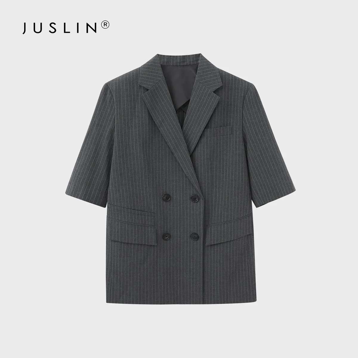Double-Breasted Striped Blazer