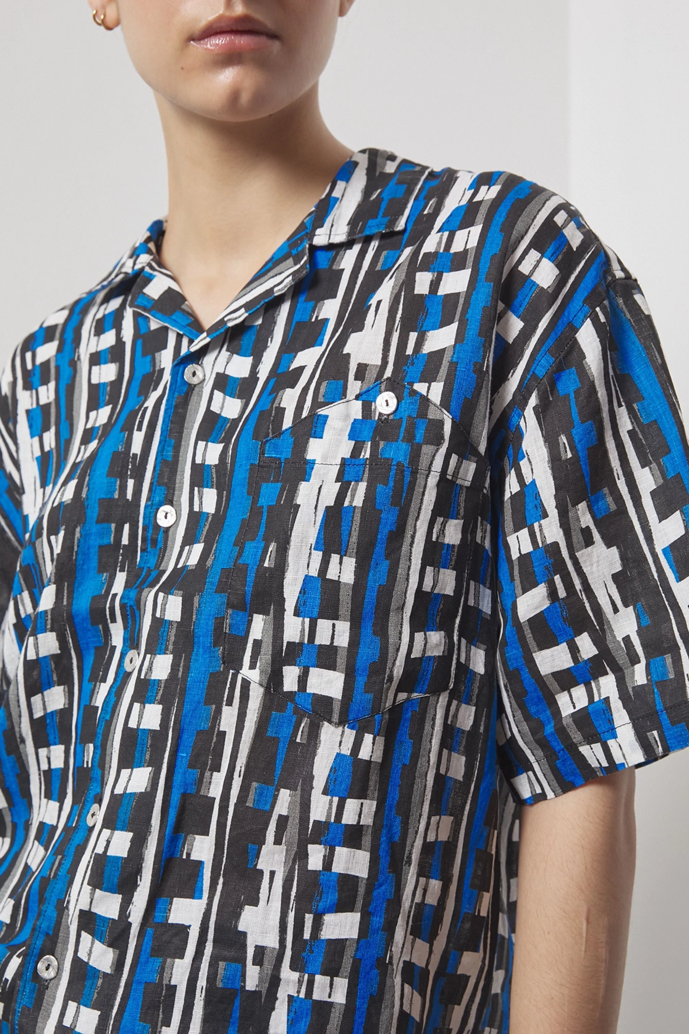 Edona Klein Blue Printed Shirt