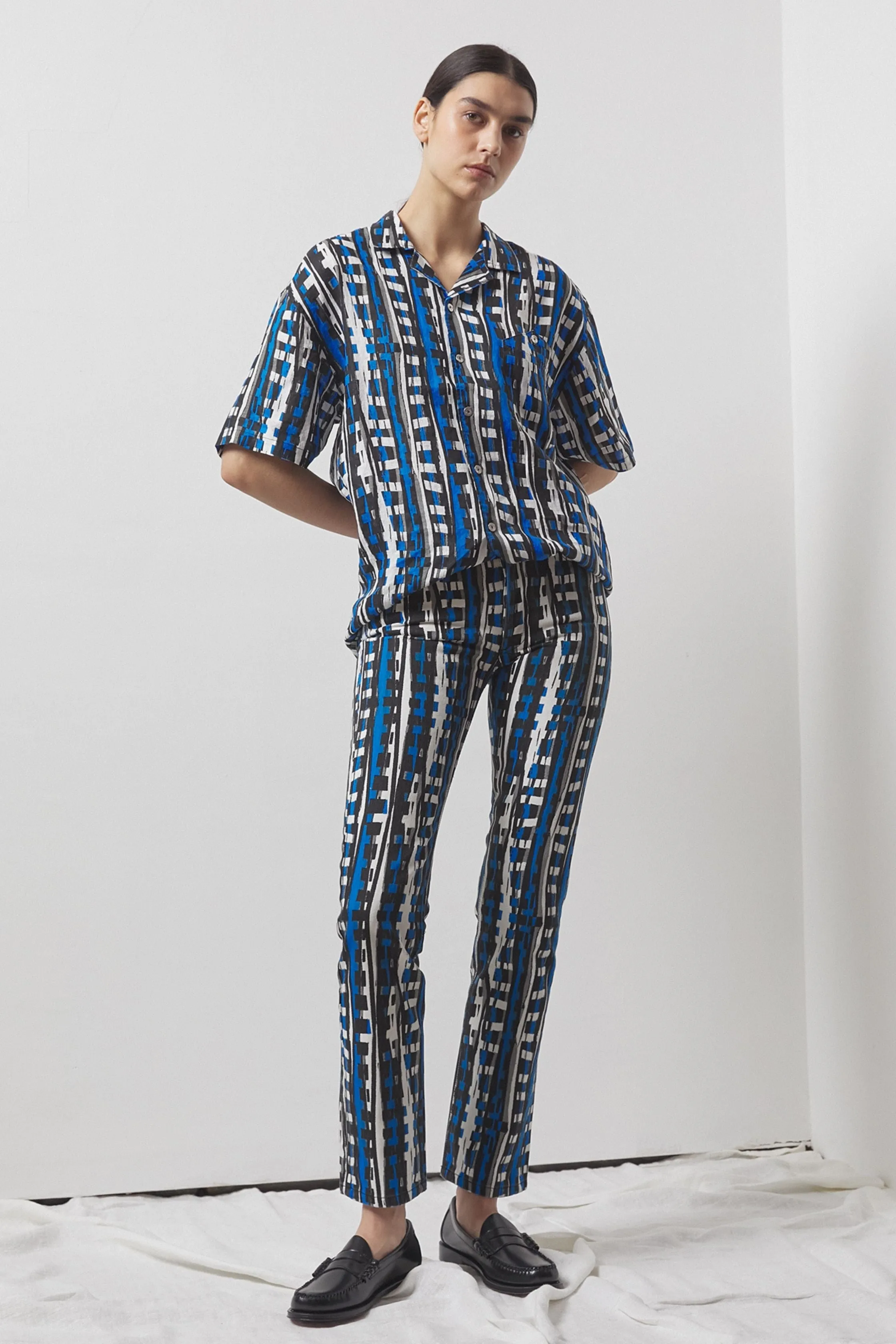 Edona Klein Blue Printed Shirt