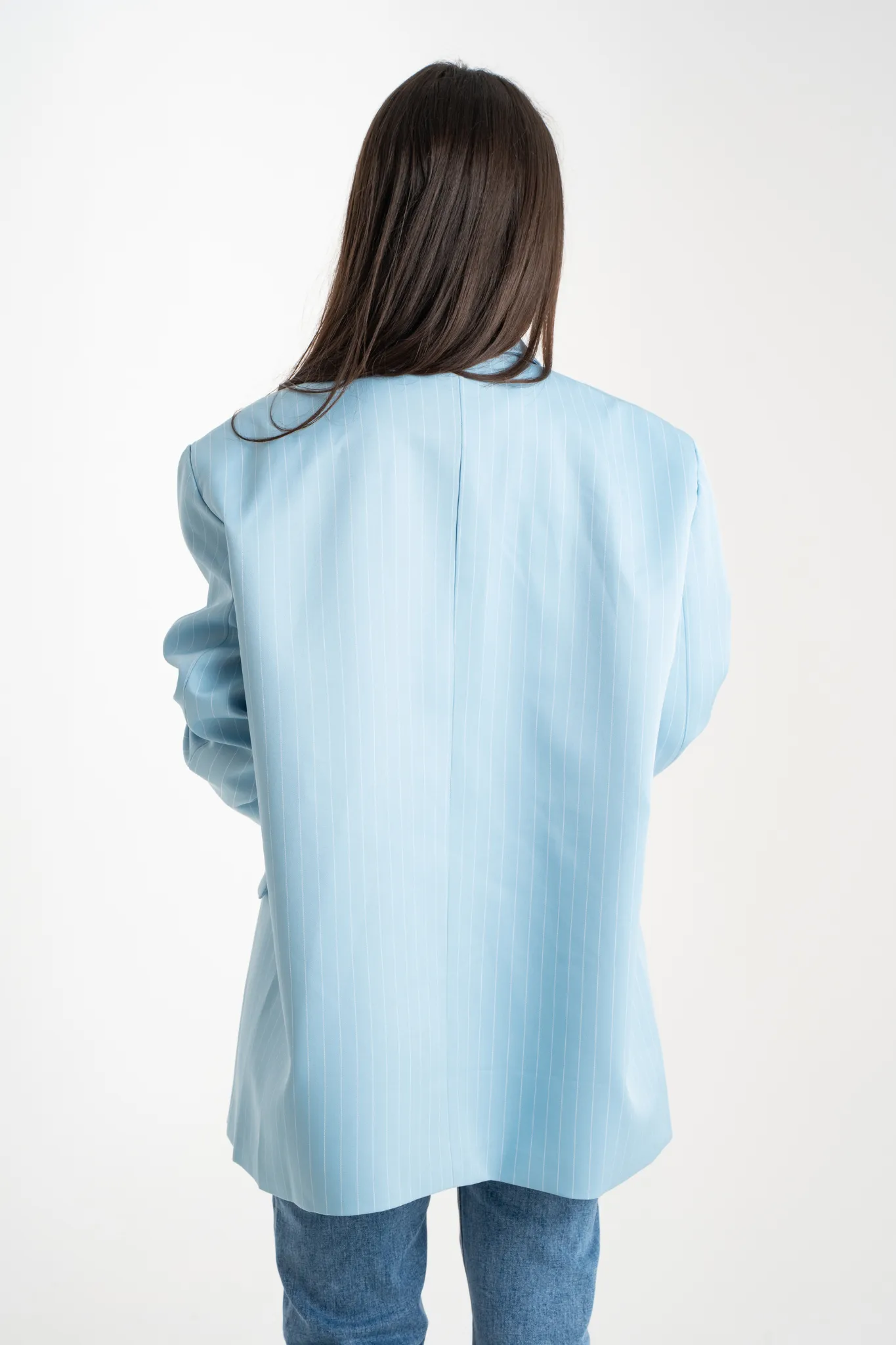 Elsa Oversize Pinstripe Blazer In Blue