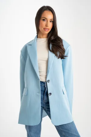 Elsa Oversize Pinstripe Blazer In Blue