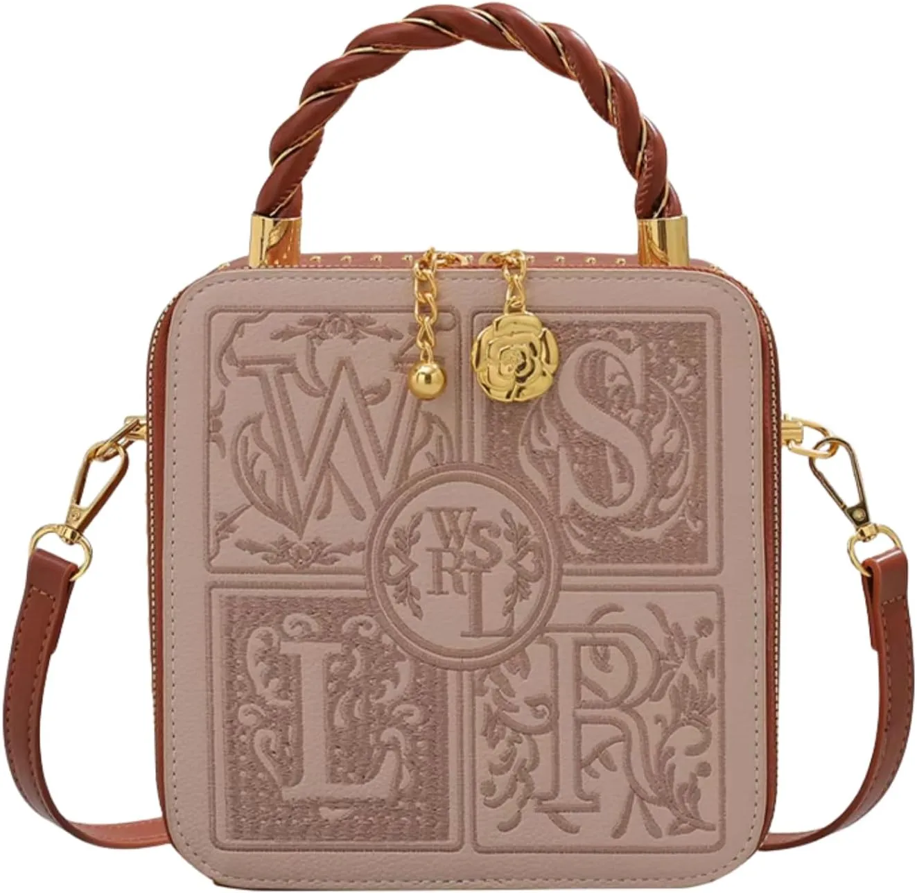 Embroidered Satchel Boston Hangbags Poker Shoulder Bags for Women Crossbody Bags Clutch Stylish Bucket with Adjustable Strap