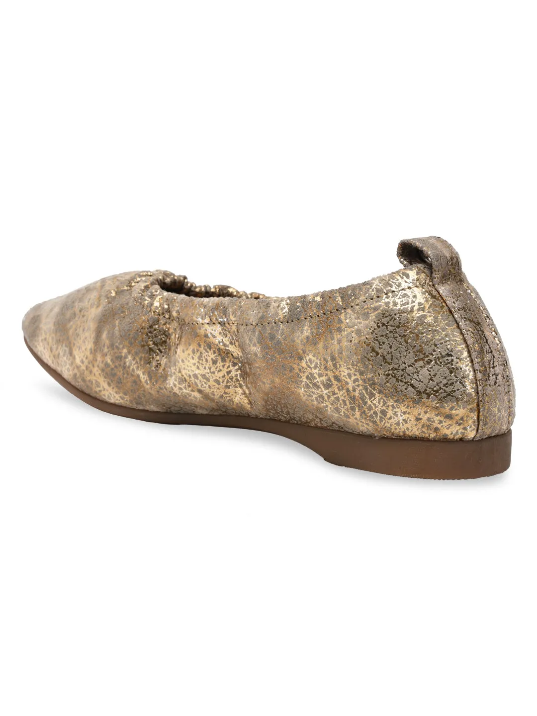 Empower By Rocia Gold Women Elasticated Ballerinas