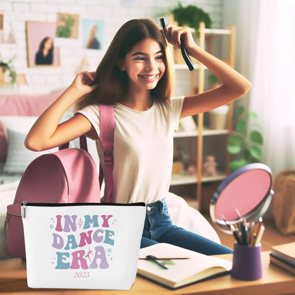 ENGVZ In My Dance Era 2025: Durable Dance Floor Makeup Bag with Water Resistance - Professional Performer Cosmetic Case for Ballet, Hip-Hop & Concerts