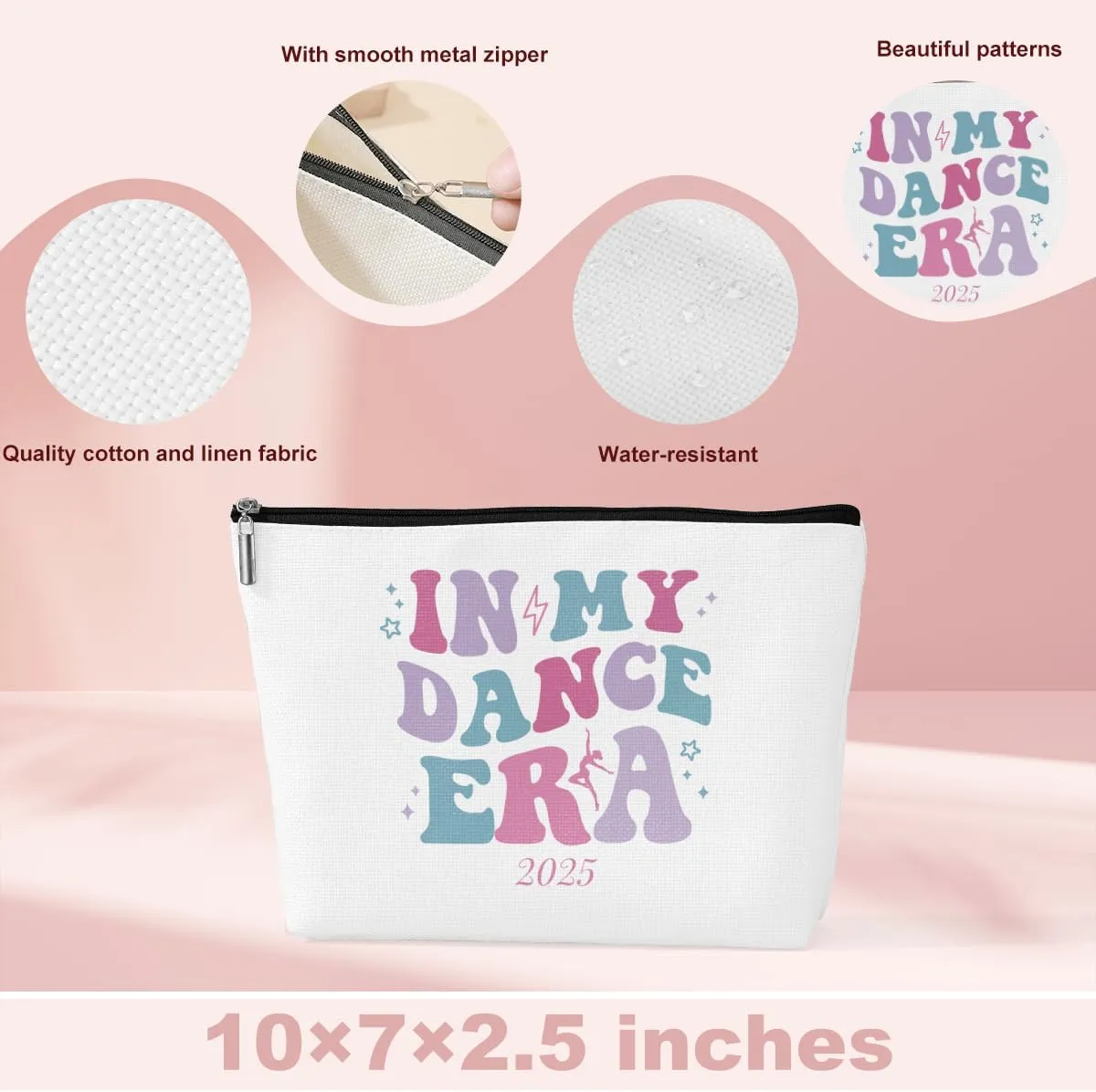 ENGVZ In My Dance Era 2025: Durable Dance Floor Makeup Bag with Water Resistance - Professional Performer Cosmetic Case for Ballet, Hip-Hop & Concerts