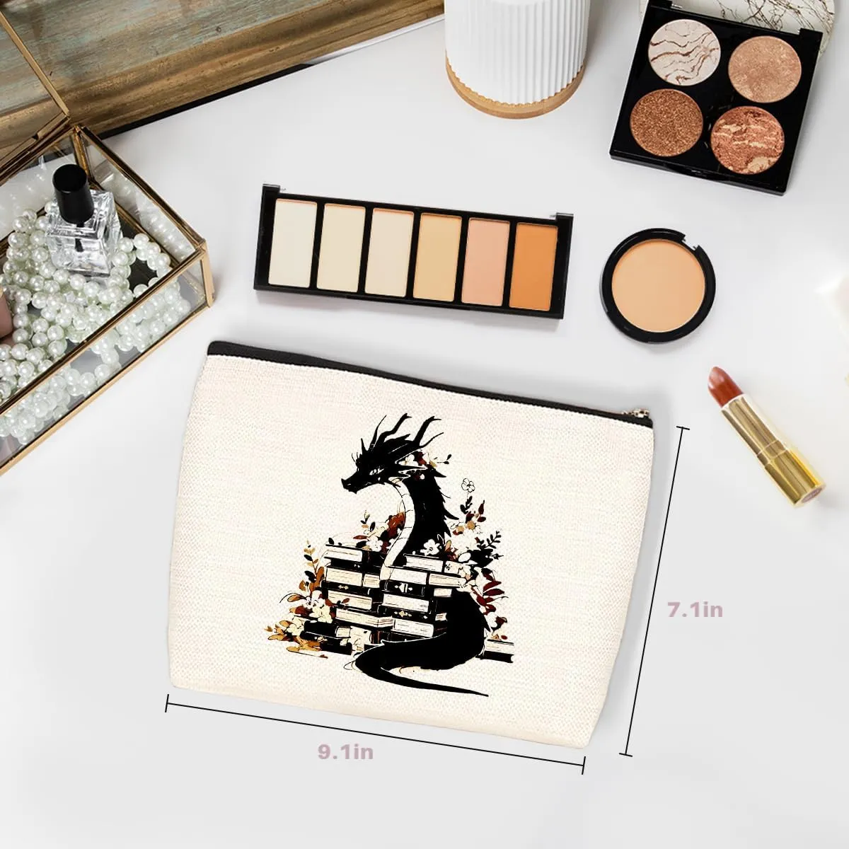 Fantasy Dragon Makeup Bag Fantasy Book Lovers Gifts Bookish Gifts Cosmetic Bag Halloween Christmas Birthday Gifts for Readers Women Girls Best Friends Mom Book Accessories Travel Toiletry Bag