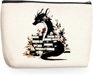 Fantasy Dragon Makeup Bag Fantasy Book Lovers Gifts Bookish Gifts Cosmetic Bag Halloween Christmas Birthday Gifts for Readers Women Girls Best Friends Mom Book Accessories Travel Toiletry Bag