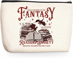 Fantasy Dragon Makeup Bag Fantasy Book Lovers Gifts Bookish Gifts Cosmetic Bag Halloween Christmas Birthday Gifts for Readers Women Girls Friends Bibliophile Book Accessories Travel Toiletry Bag