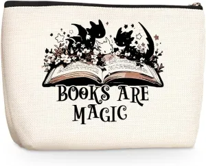 Fantasy Dragon Makeup Bag Fantasy Book Lovers Gifts Bookish Gifts Cosmetic Bag Halloween Christmas Birthday Gifts for Readers Women Girls Friends Daughter Book Accessories Travel Toiletry Bag