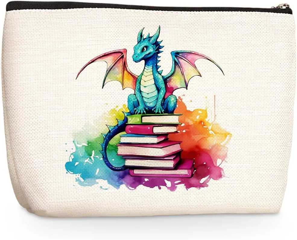 Fantasy Dragon Makeup Bag Fantasy Book Lovers Gifts Cosmetic Bag Halloween Christmas Birthday Gifts for Readers Women Girls Friends Bestie Book Accessories Travel Toiletry Bag