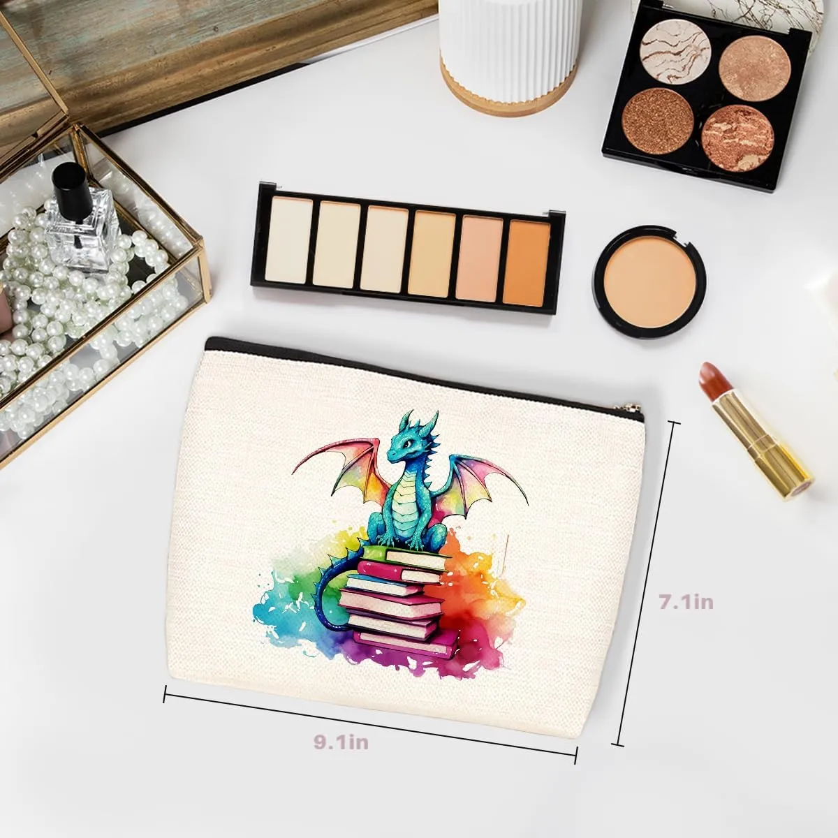 Fantasy Dragon Makeup Bag Fantasy Book Lovers Gifts Cosmetic Bag Halloween Christmas Birthday Gifts for Readers Women Girls Friends Bestie Book Accessories Travel Toiletry Bag