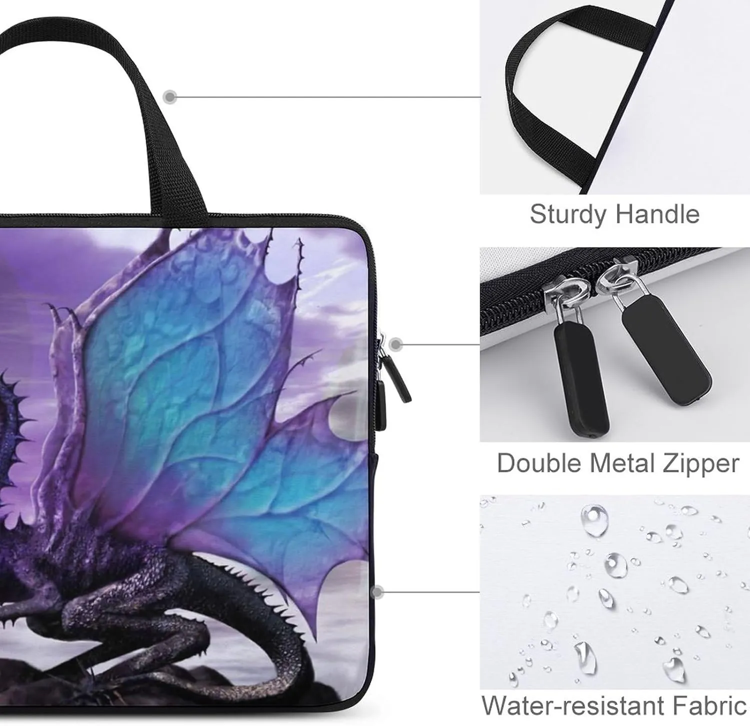 Fantasy Dragon Purple Laptop Bag Slim Carrying Case Computer Bag Briefcase Handbag Messenger Bag Business Casual