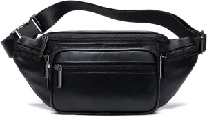 Fashion Fanny Packs for Women Luxury Lambskin Leather Waist Bag For Party Club Hands-Free Hip Purse Belt Pouch Bumbag Black