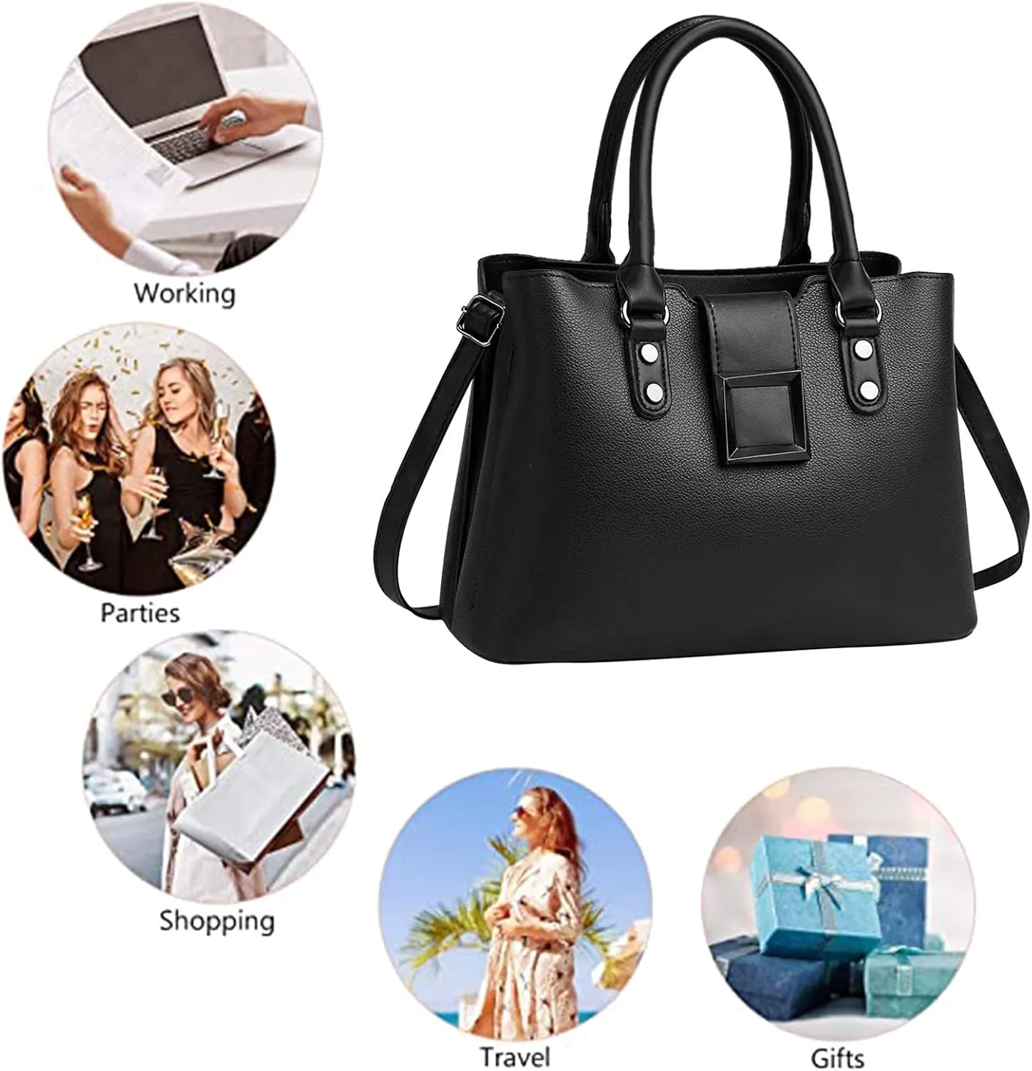 Fashion Tote Top Handle Satchel Women Handbag Large Capacity Leather Messenger Bag Shoulder Handbag