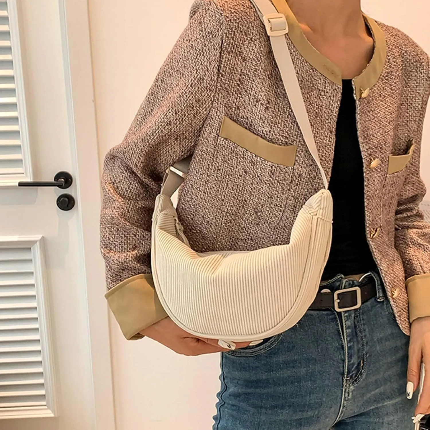Fashion Woven Purse for Women Top-Handle Shoulder Bag Soft Summer Hobo Tote Bag Hobo, Silver