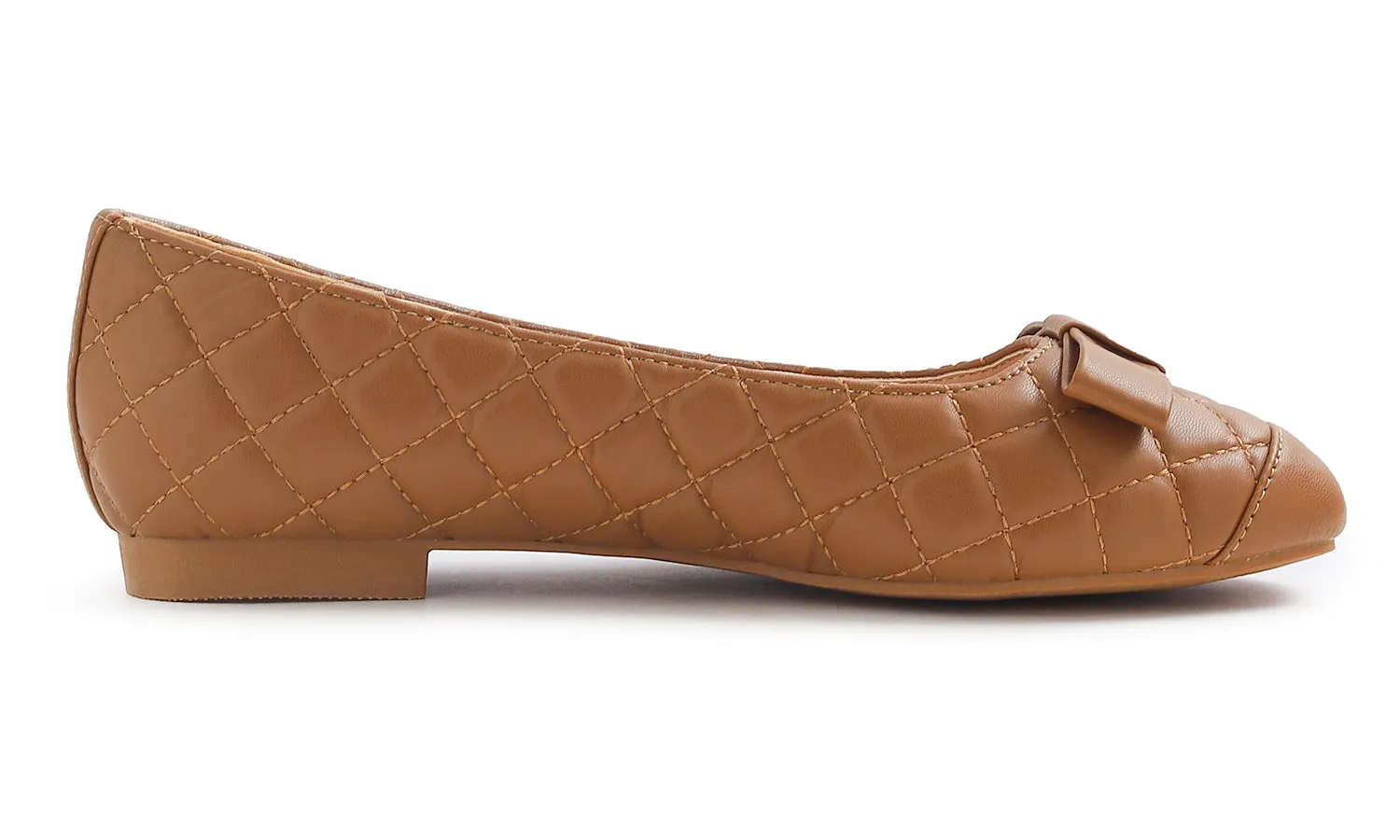 Feversole Women's Square Toe Fashion Bow Tie Dress Slip On Ballet Flats Quilted Vegan Leather