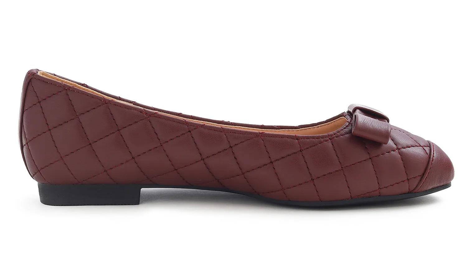 Feversole Women's Square Toe Fashion Bow Tie Dress Slip On Ballet Flats Quilted Vegan Leather