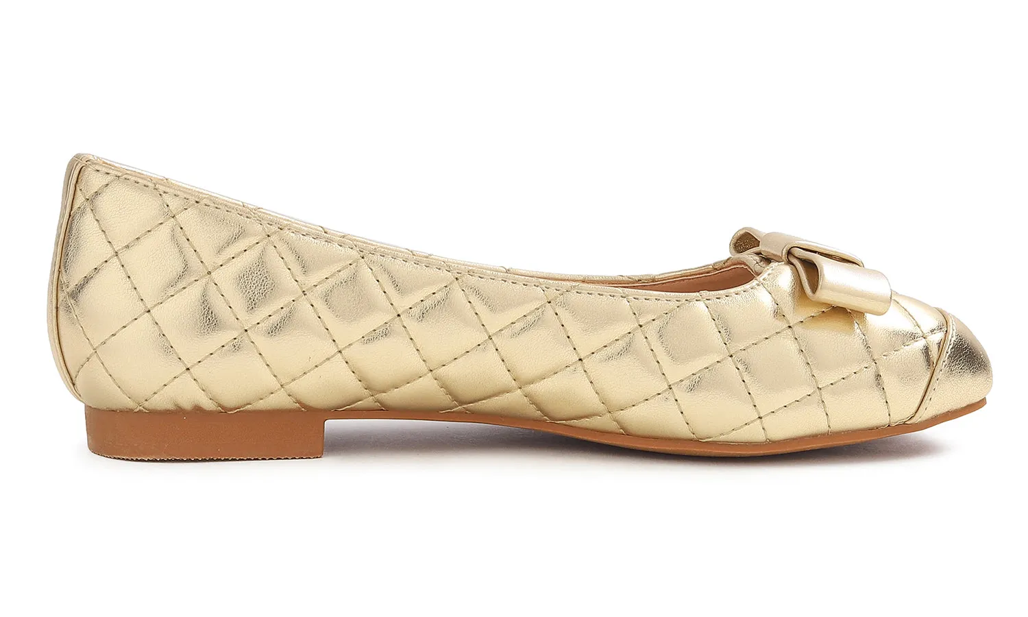 Feversole Women's Square Toe Fashion Bow Tie Dress Slip On Ballet Flats Quilted Vegan Leather