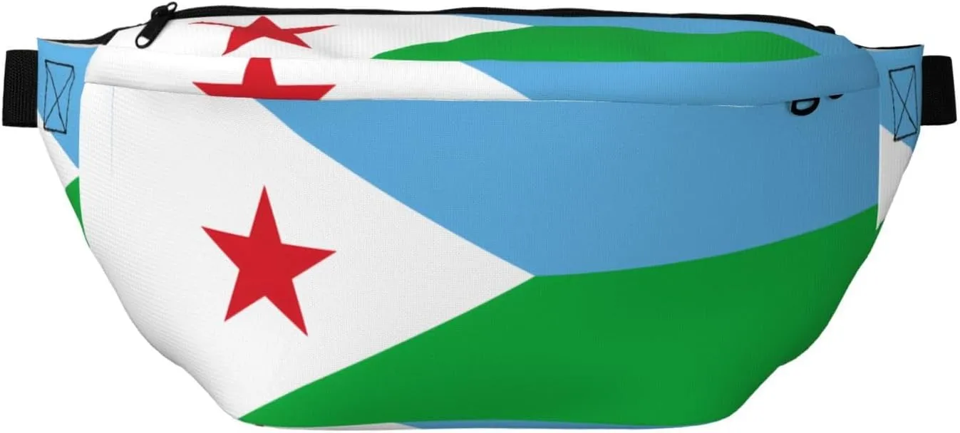 Flag Of Djibouti Stylish Crossbody Waist Pack - Versatile And Compact Travel Pouch For Hands-Free Storage