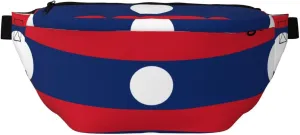 Flag Of Laos Stylish Crossbody Waist Pack - Versatile And Compact Travel Pouch For Hands-Free Storage