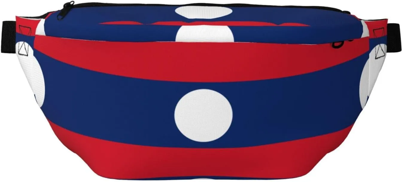 Flag Of Laos Stylish Crossbody Waist Pack - Versatile And Compact Travel Pouch For Hands-Free Storage