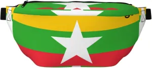 Flag Of Myanmar Stylish Crossbody Waist Pack - Versatile And Compact Travel Pouch For Hands-Free Storage