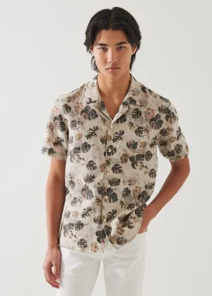 Floral Leaf Print Linen Shirt