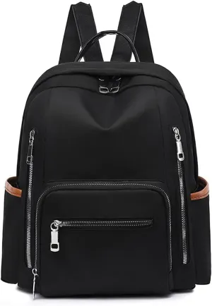 for women Backpack Ladies Casual Waterproof Backpacks Nylon Oxford Cloth Bag (Black)