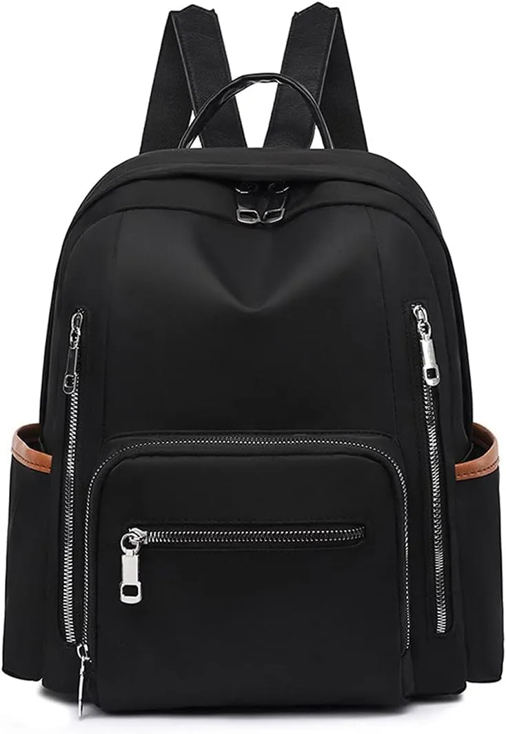 for women Backpack Ladies Casual Waterproof Backpacks Nylon Oxford Cloth Bag (Black)