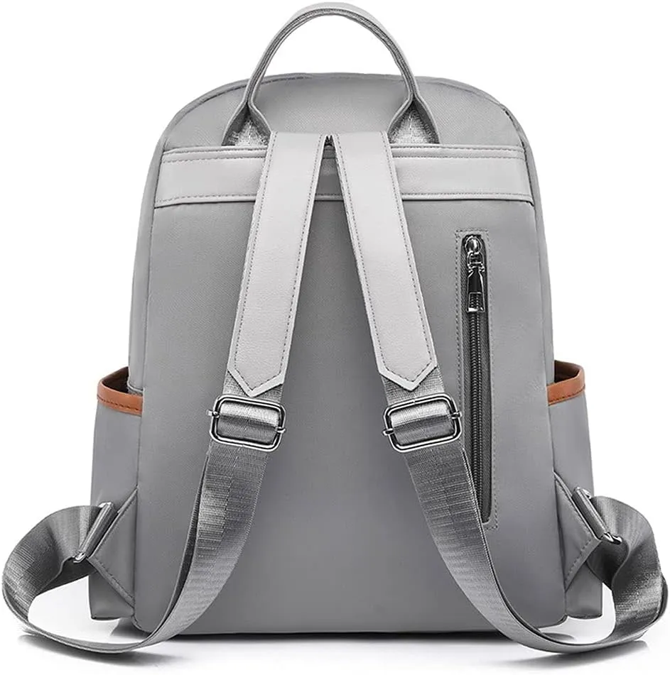 for women Backpack Ladies Casual Waterproof Backpacks Nylon Oxford Cloth Bag (Gray)