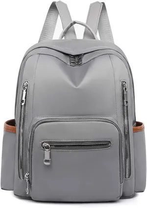 for women Backpack Ladies Casual Waterproof Backpacks Nylon Oxford Cloth Bag (Gray)