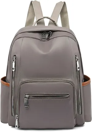 for women Backpack Ladies Casual Waterproof Backpacks Nylon Oxford Cloth Bag (Khaki)