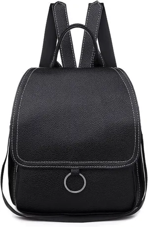 for women Leather Backpacks Lady Business Bags Laptop Bags Female Backpack (Black)