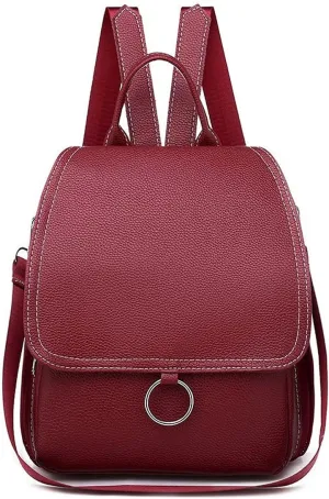 for women Leather Backpacks Lady Business Bags Laptop Bags Female Backpack (Red)