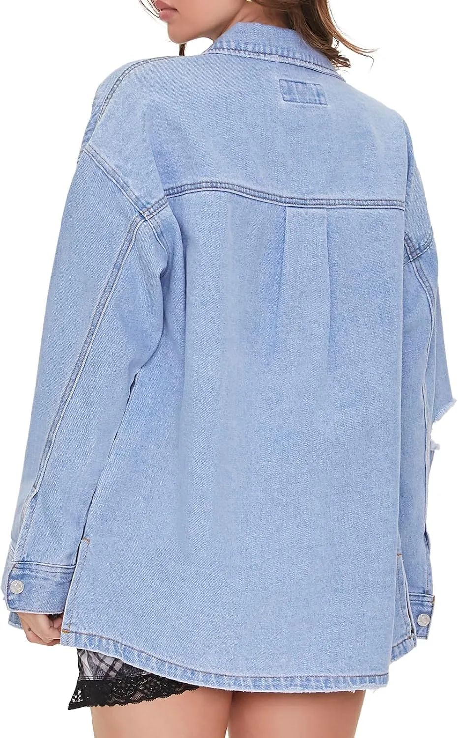 Forever 21 Women's Denim Distressed Shacket